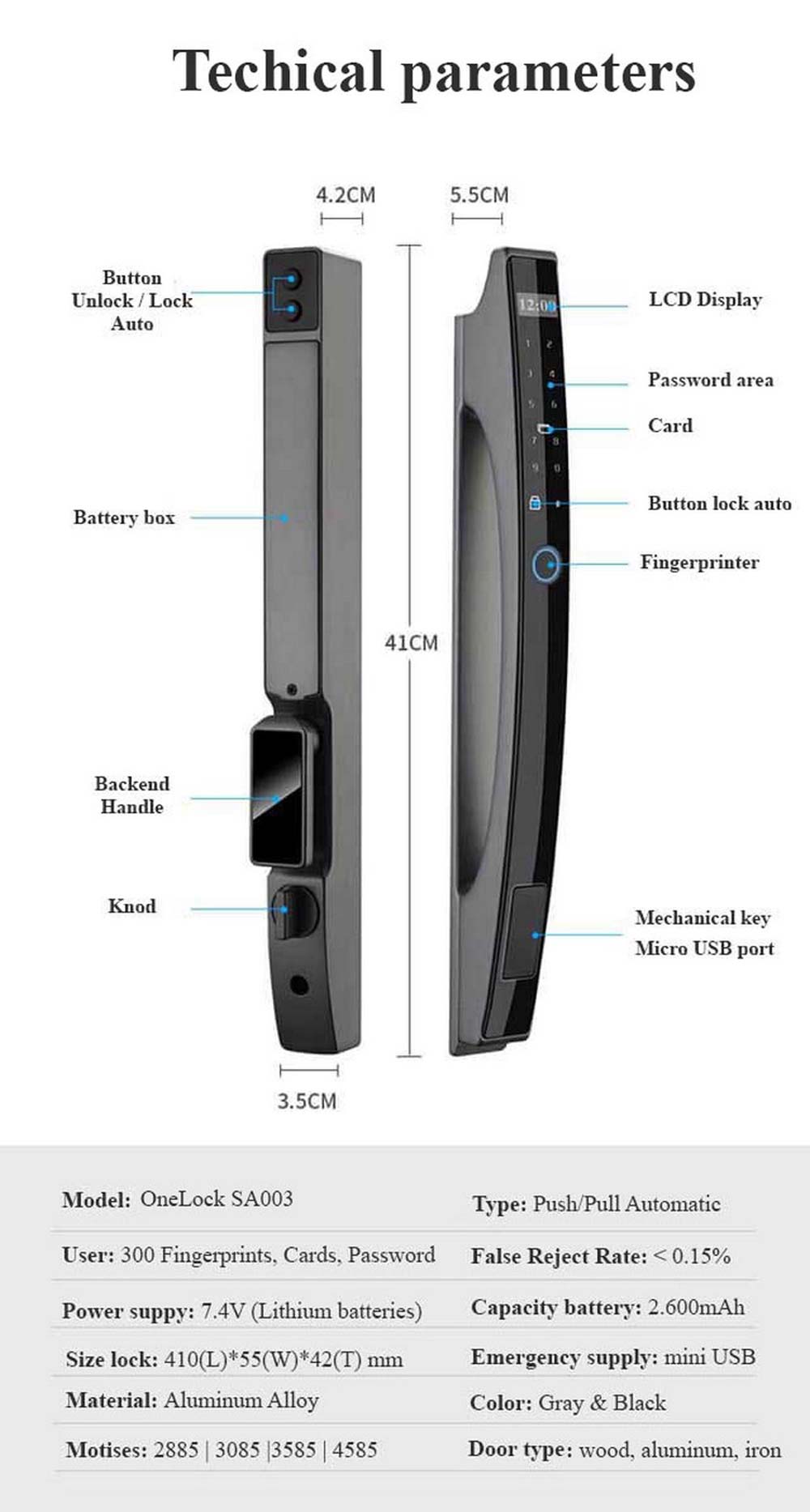 Khóa cửa vân tay tự động OneLock SA003