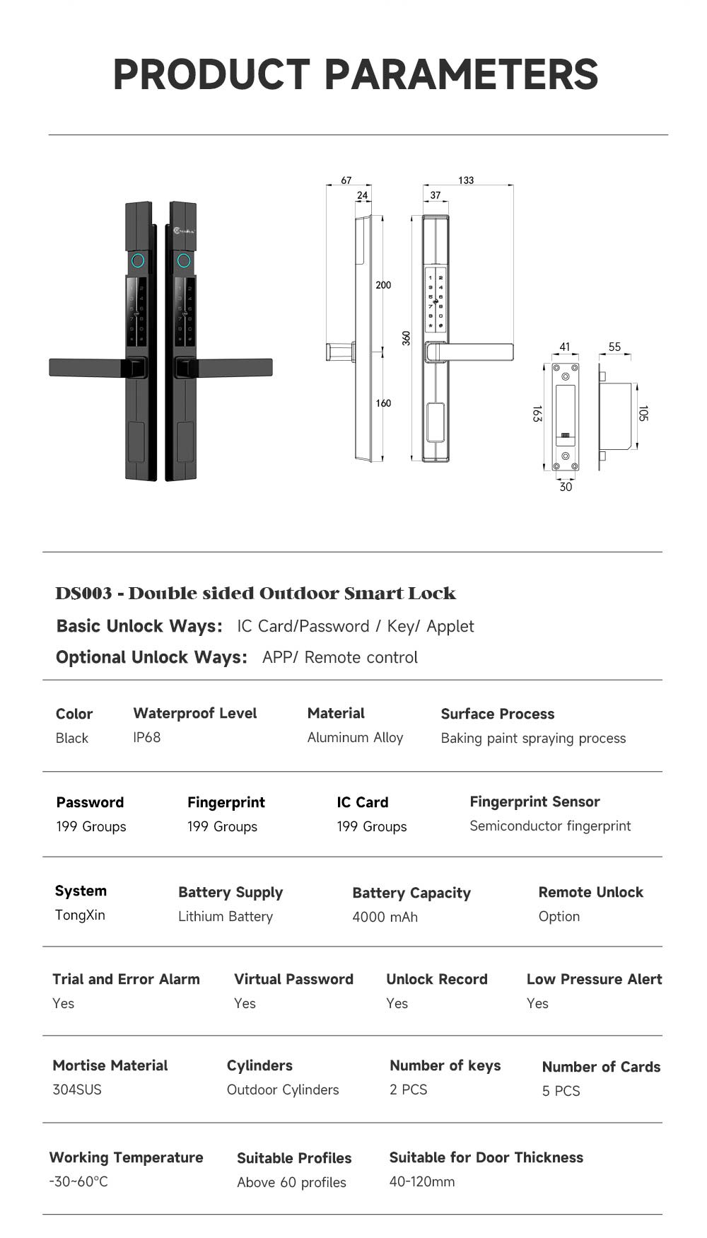 Khóa cửa vân tay 2 mặt OneLock DS003