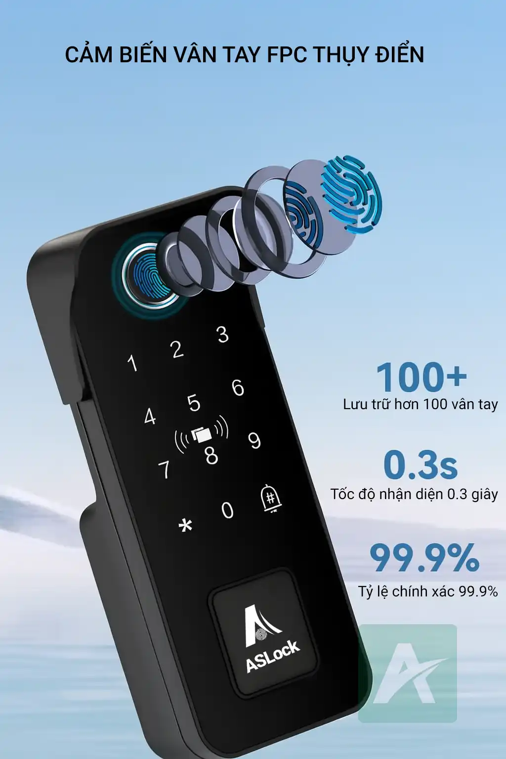 Khóa vân tay ngoài trời ASLock AC001AO – Bền bỉ, thông minh, an toàn tuyệt đối