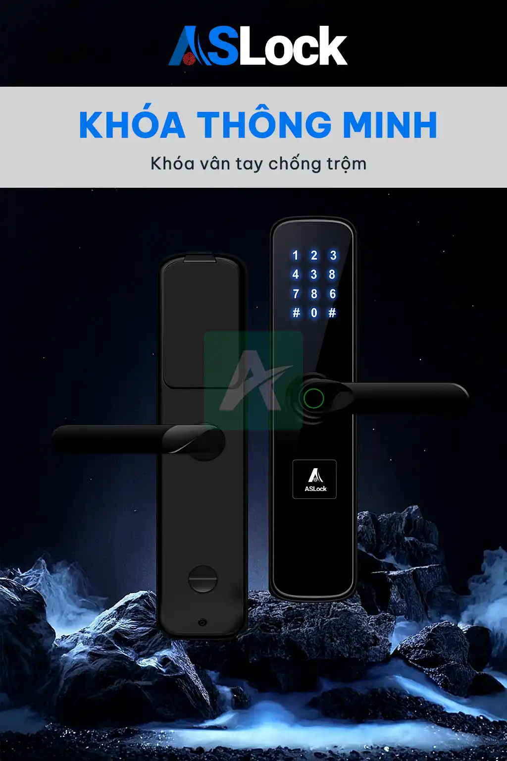 Khóa vân tay chống trộm ASLock AG026A – Giải pháp an ninh sang trọng cho cửa gỗ hiện đại
