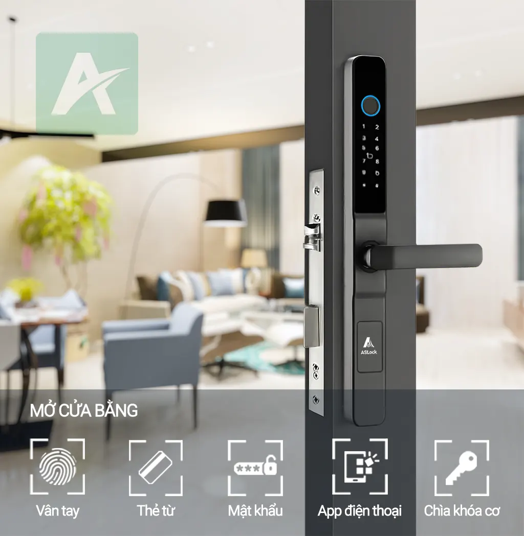 Khóa vân tay cửa nhôm AN002A – Thiết kế sang trọng, bảo mật thông minh và quản lý từ xa