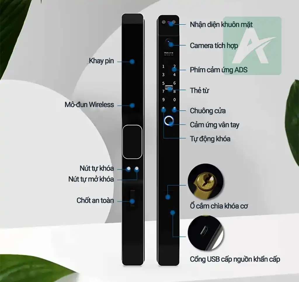 Khóa vân tay nhận diện khuôn mặt AN001AF – Giải pháp an ninh thông minh cho cửa nhôm, cửa gỗ và cửa lùa