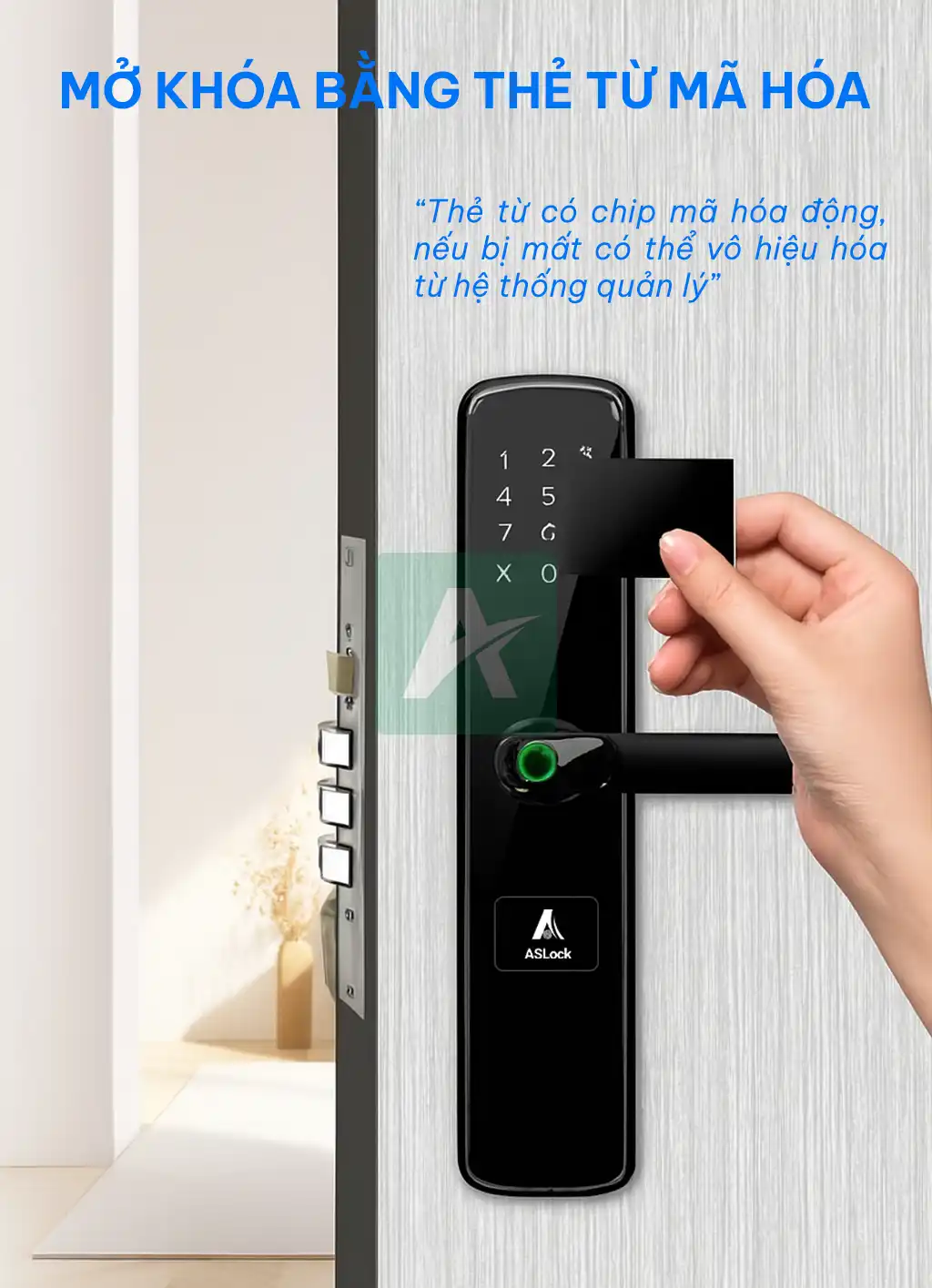 Khóa vân tay chống trộm ASLock AG026A – Giải pháp an ninh sang trọng cho cửa gỗ hiện đại